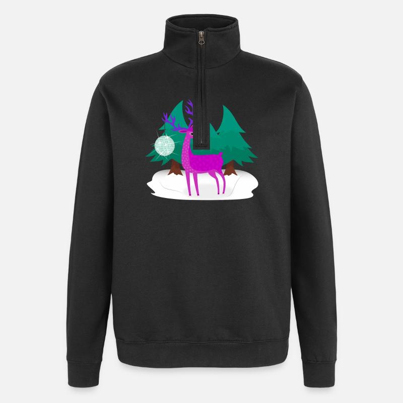 Cerfs de Noël - Sweat à zip 1/4 - noir