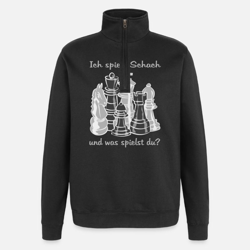 Schach figuren - Quarter-Zip-Sweatshirt - Schwarz
