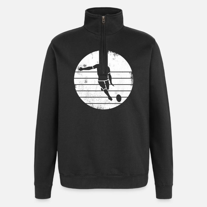 Rugby Player Drawing - Quarter-Zip Sweatshirt - black