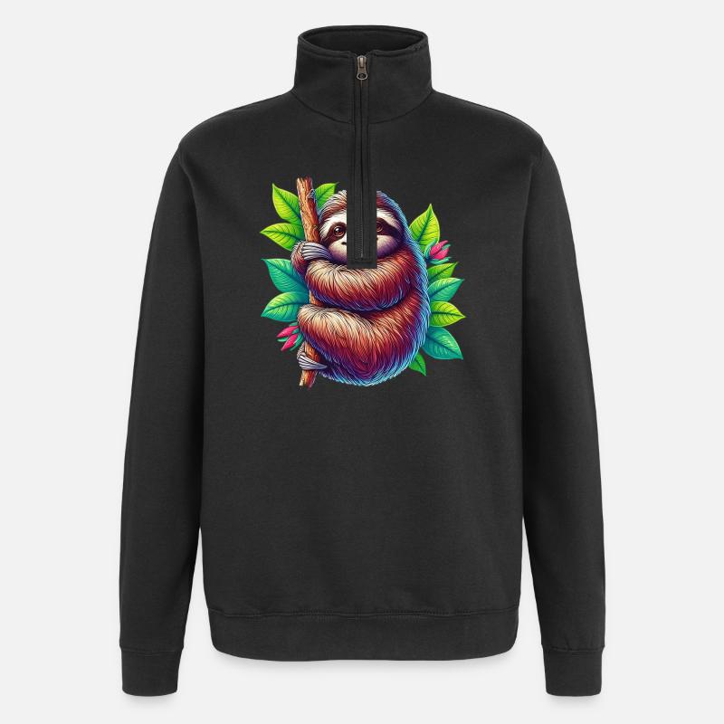 Faultier - Quarter-Zip-Sweatshirt - Schwarz