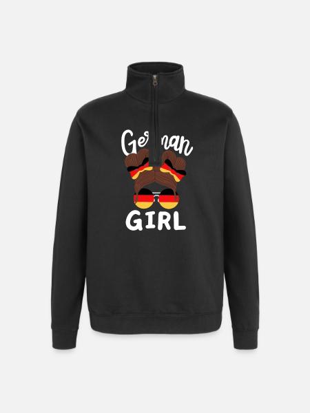 Deutsches Mädchen Deutschland - Quarter-Zip-Sweatshirt - Schwarz