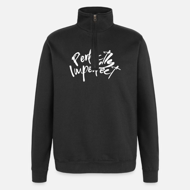 Lettrage parfaitement imparfait - Sweat à zip 1/4 - noir