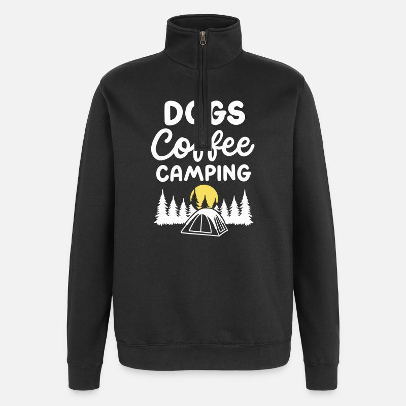 Hunde Kaffee Camping - Quarter-Zip-Sweatshirt - Schwarz