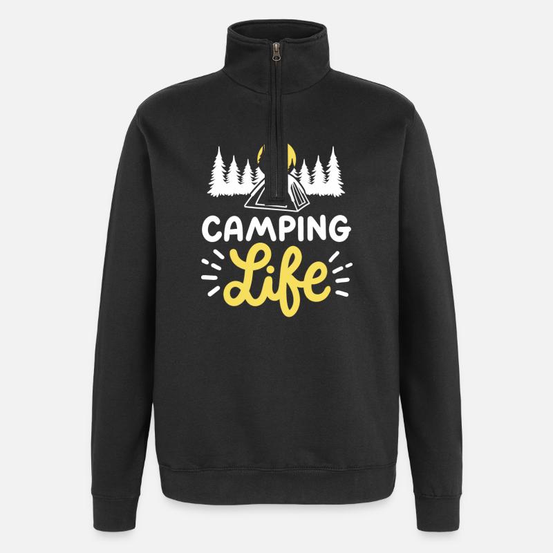 Camping Camper - Quarter-Zip-Sweatshirt - Schwarz