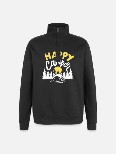 Camping Camper - Quarter-Zip-Sweatshirt - Schwarz