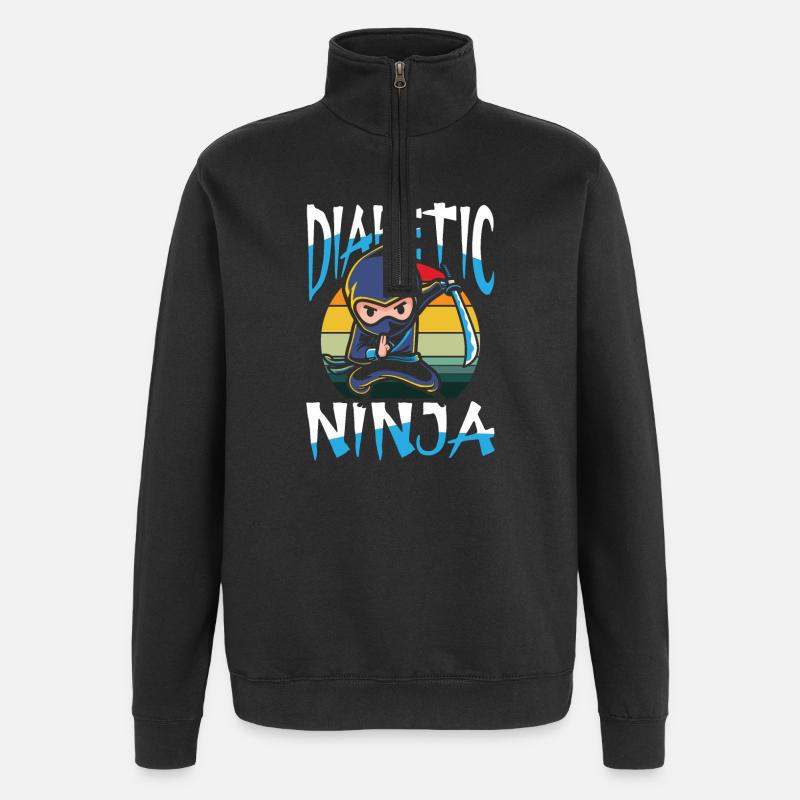 Diabetic ninja - Quarter-Zip-Sweatshirt - Schwarz