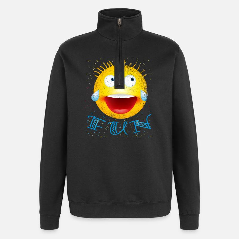 smiley laughs modified - Quarter-Zip Sweatshirt - black