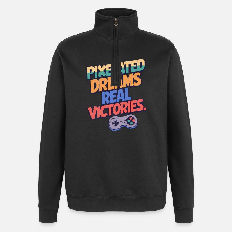 PIXELIGE TRÄUME, ECHTE SIEGE - Quarter-Zip-Sweatshirt - Schwarz