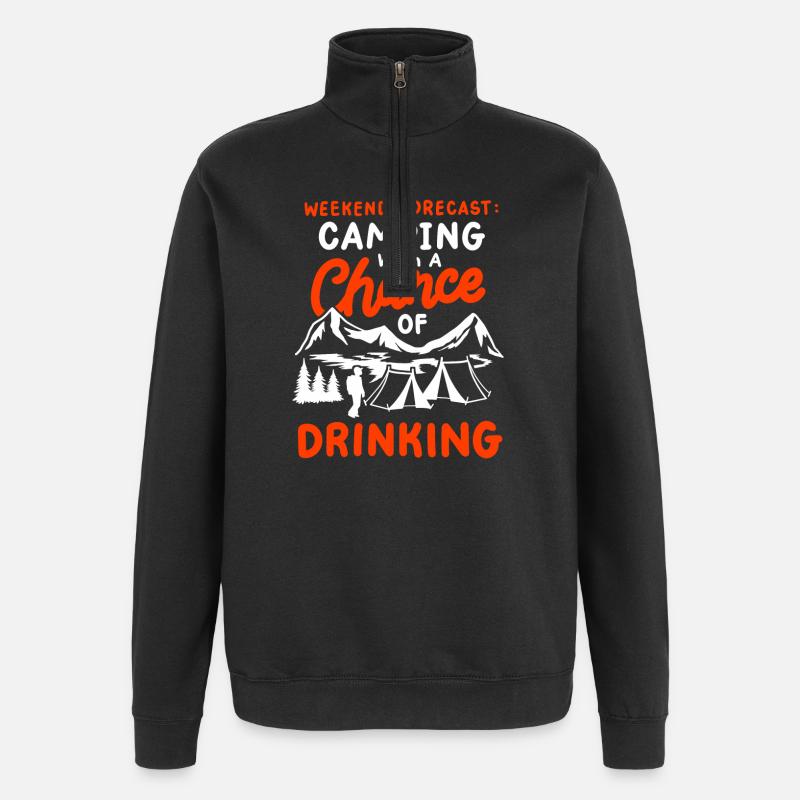 Camping Camper - Quarter-Zip-Sweatshirt - Schwarz