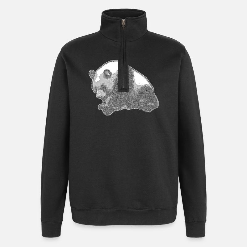 Panda groß - Quarter-Zip-Sweatshirt - Schwarz