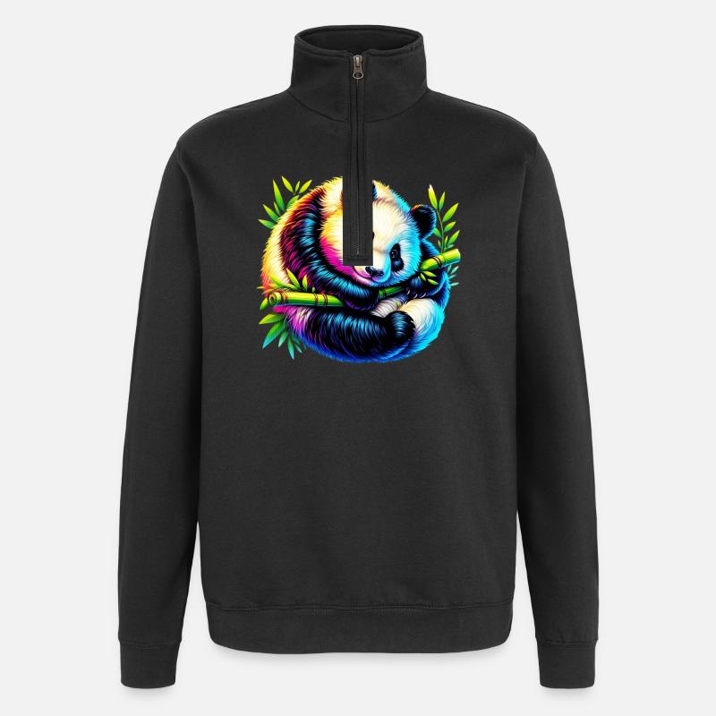 Panda - Quarter-Zip Sweatshirt - black