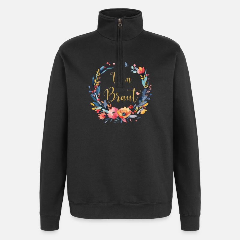 Team Braut! Personalisierbar - Quarter-Zip-Sweatshirt - Schwarz