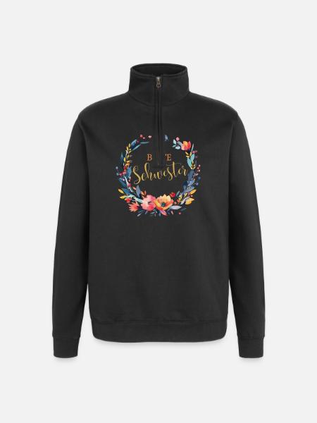 Beste Schwester! Personalisierbares Design - Quarter-Zip-Sweatshirt - Schwarz
