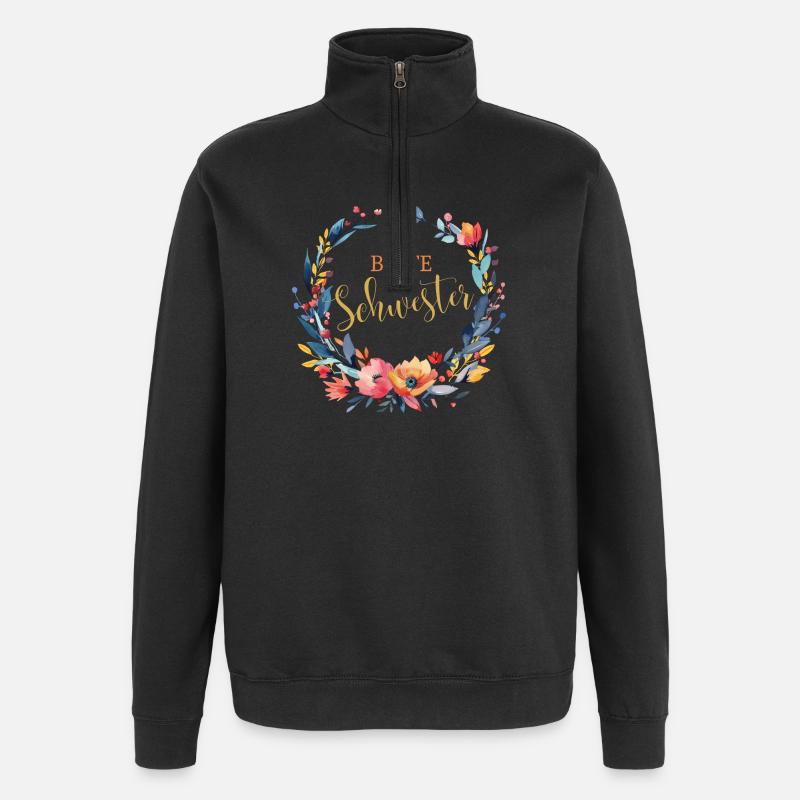 Beste Schwester! Personalisierbares Design - Quarter-Zip-Sweatshirt - Schwarz