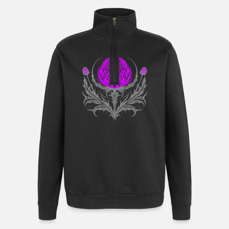 Distel Tattoo Chardon Ecossais Art Botanique - Sweat à zip 1/4 - noir