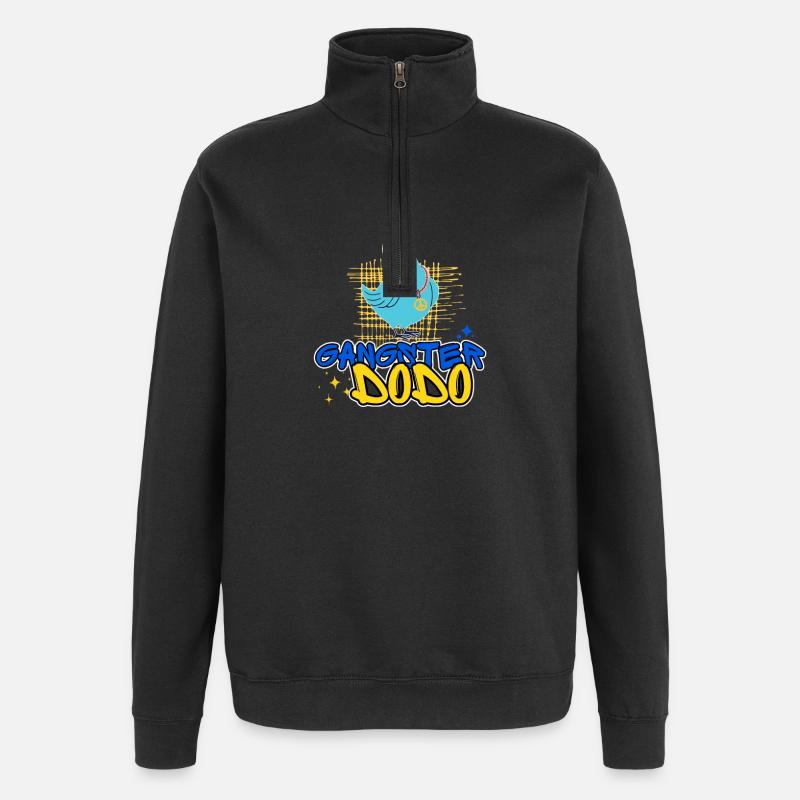 Gangster Dodo witziger Comicstil - Quarter-Zip-Sweatshirt - Schwarz
