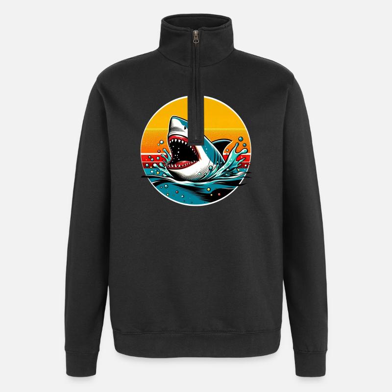 Requin - Sweat à zip 1/4 - noir