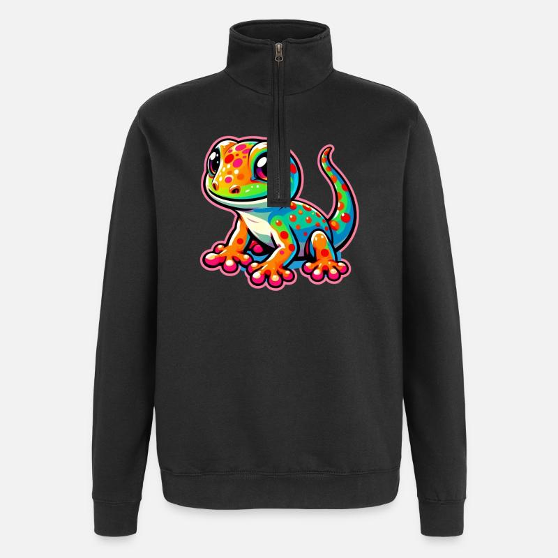 Gecko - Sweat à zip 1/4 - noir