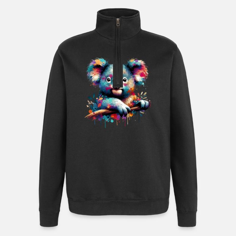 Koala - Sweat à zip 1/4 - noir