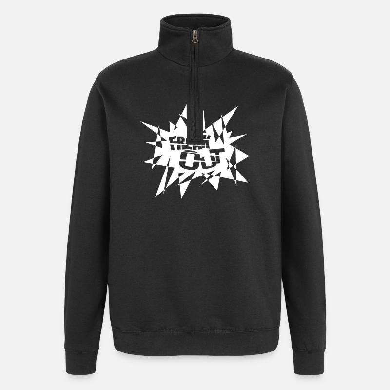 Kantiger Explosionsburst Text - Quarter-Zip-Sweatshirt - Schwarz