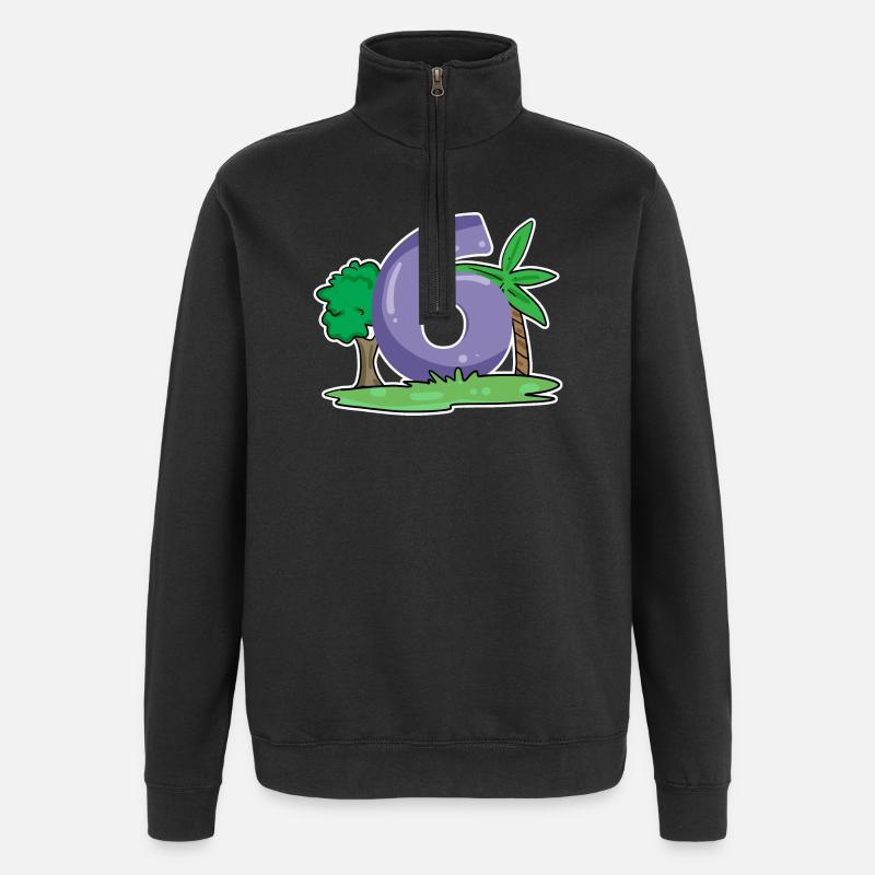 Nummer 6 Muster - Quarter-Zip-Sweatshirt - Schwarz