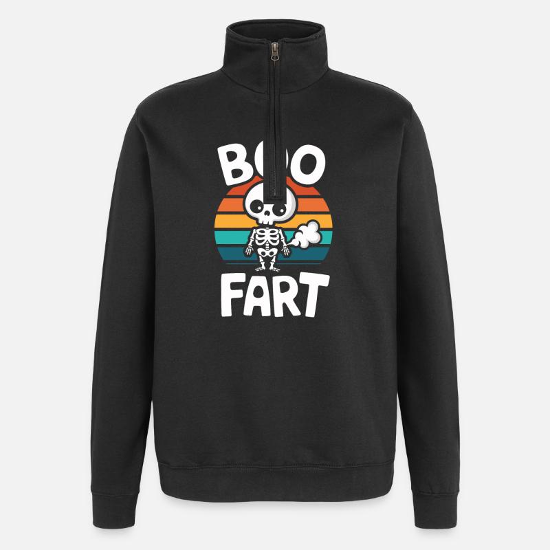 Farting Skeleton – Funny Halloween - Quarter-Zip Sweatshirt - black