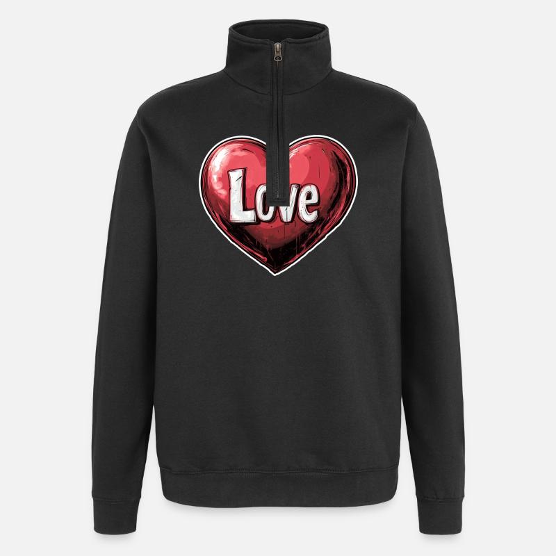 Herz der Liebe Illustration - Quarter-Zip-Sweatshirt - Schwarz