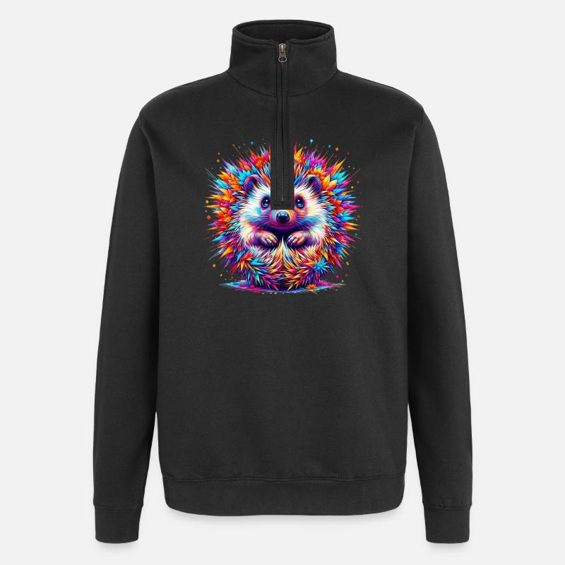 Hedgehog - Quarter-Zip Sweatshirt - black