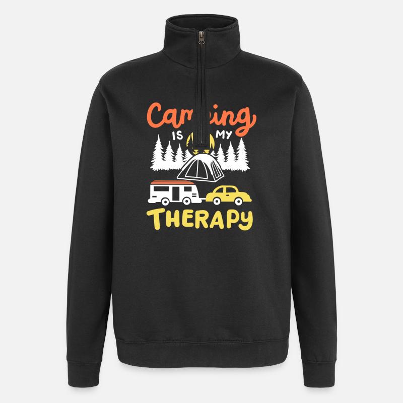Camping Camper - Quarter-Zip-Sweatshirt - Schwarz