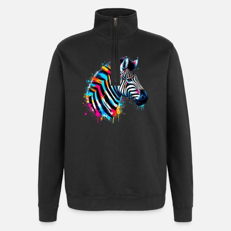 Zebra - Quarter-Zip-Sweatshirt - Schwarz