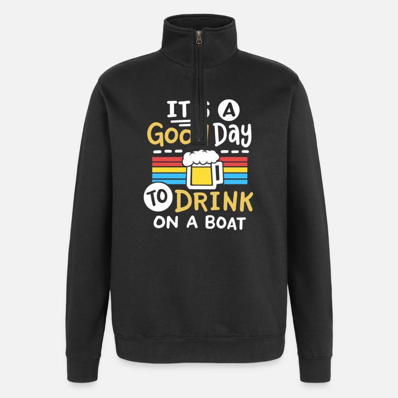Boot Bier Trinken - Quarter-Zip-Sweatshirt - Schwarz