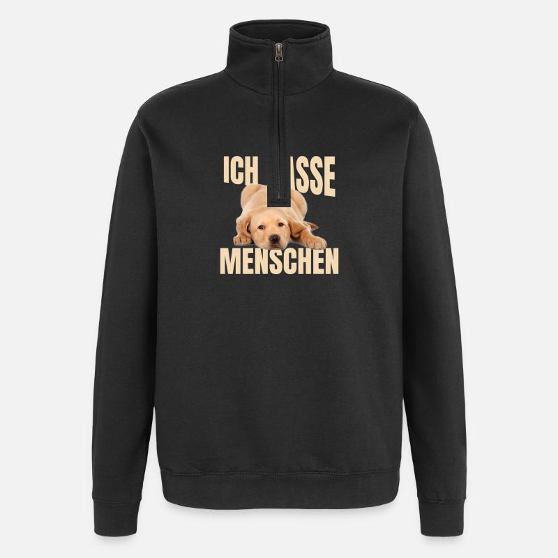 Mème du Labrador - Sweat à zip 1/4 - noir