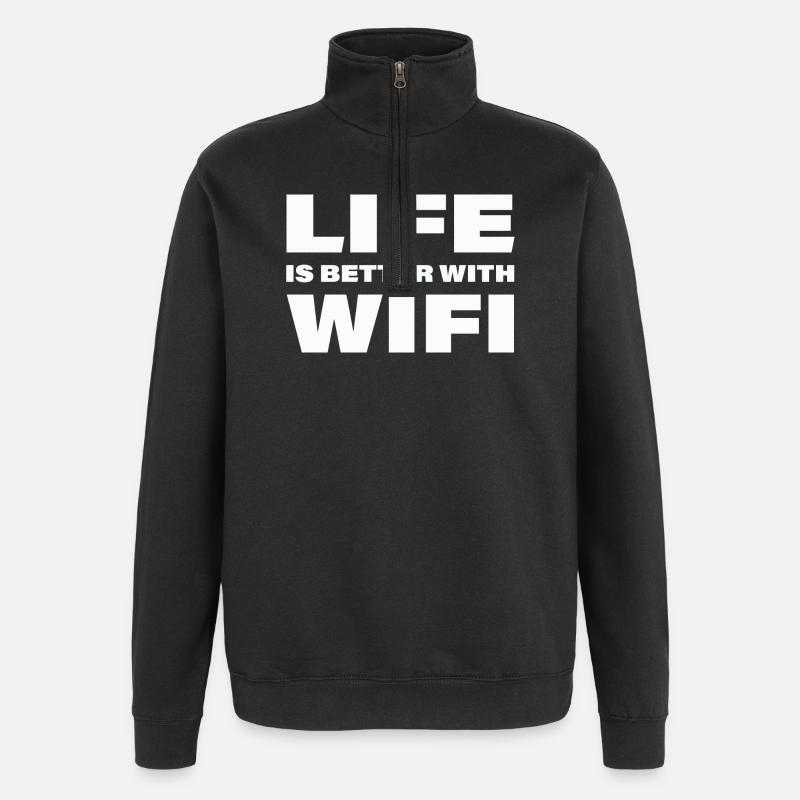 LIFE IS BETTER WITH WIFI - Quarter-Zip Sweatshirt - black