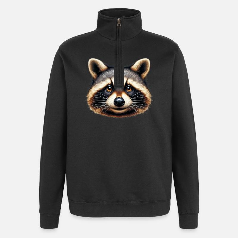 Waschbär - Quarter-Zip-Sweatshirt - Schwarz