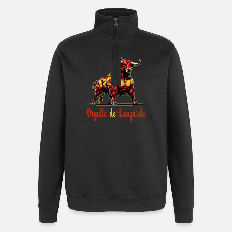 Der Stolz Lanzarote Flagge Design - Quarter-Zip-Sweatshirt - Schwarz