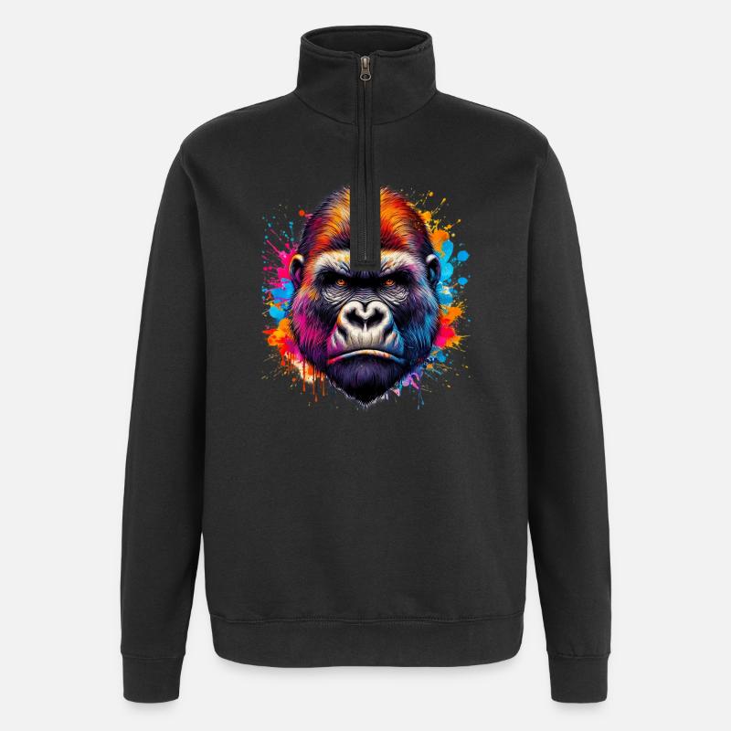Gorille - Sweat à zip 1/4 - noir
