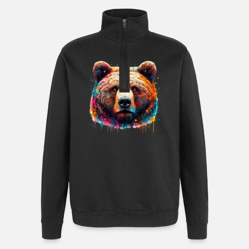 Bär - Quarter-Zip-Sweatshirt - Schwarz