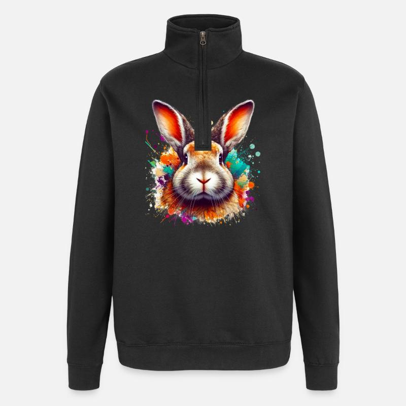 Kaninchen - Quarter-Zip-Sweatshirt - Schwarz