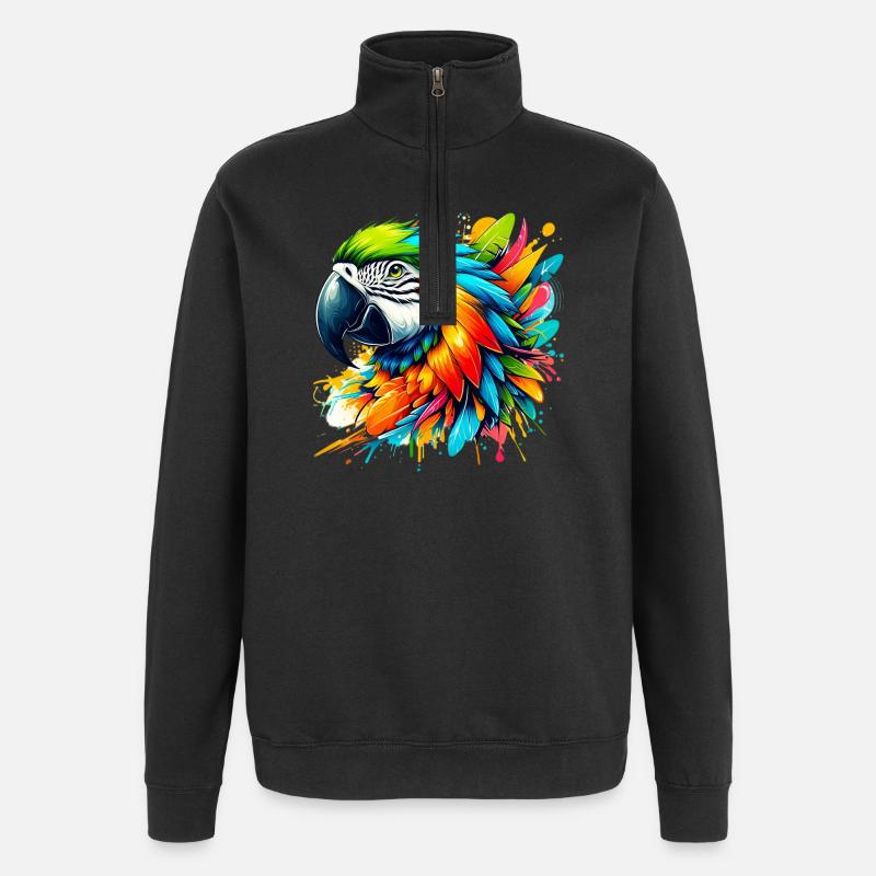 Papagei - Quarter-Zip-Sweatshirt - Schwarz