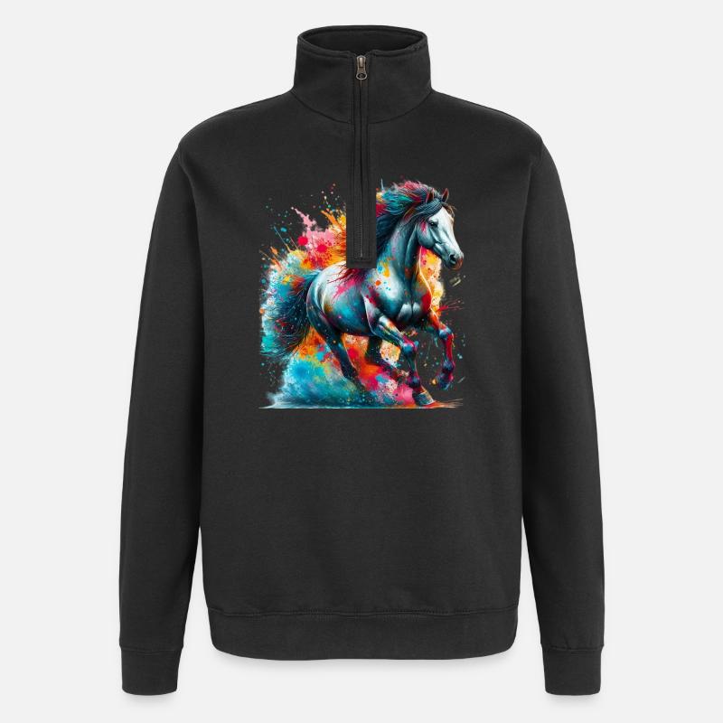 Cheval - Sweat à zip 1/4 - noir