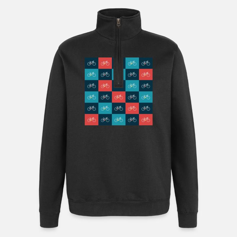 Vibrant Bicycle Pattern Artwork - Quarter-Zip Sweatshirt - black