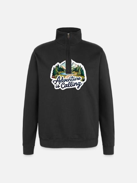 Adventure Is Calling Illustration Design - Quarter-Zip Sweatshirt - black