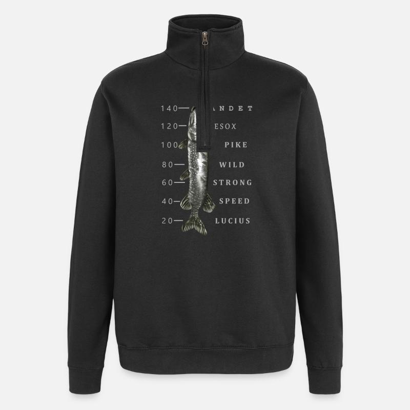 Gros brochet - Sweat à zip 1/4 - noir