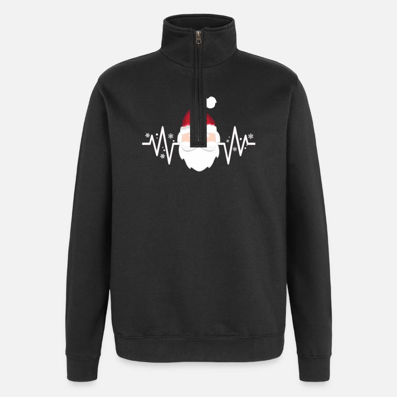 Père Noël Cool Heartbeat - Sweat à zip 1/4 - noir