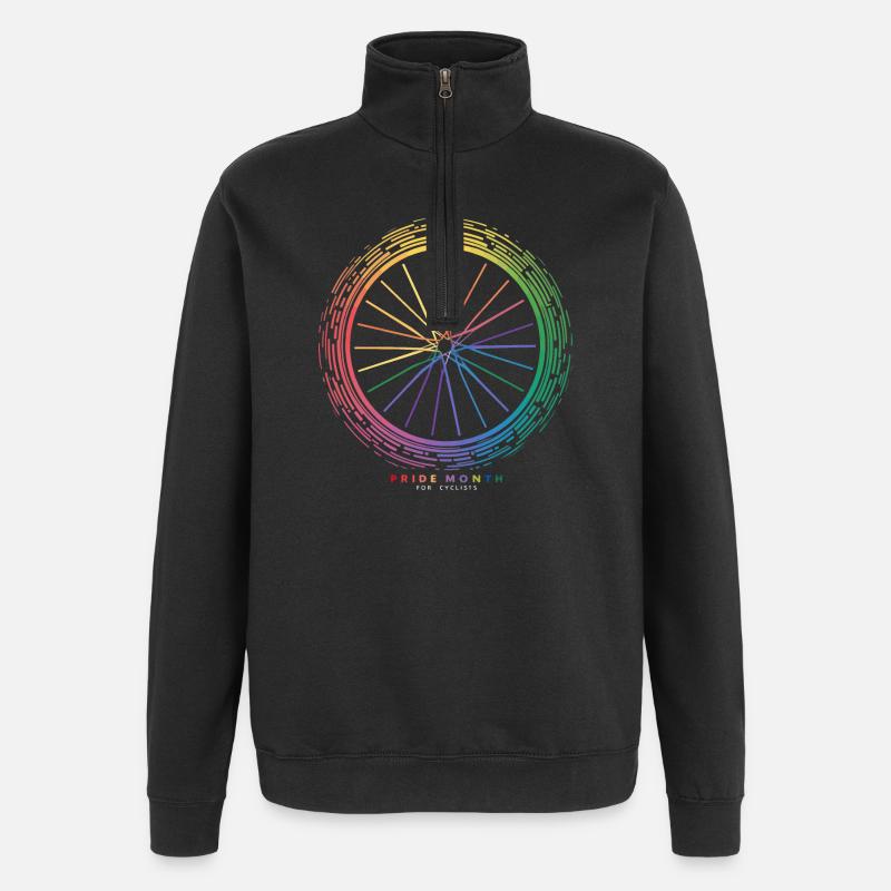 Vibrant Rainbow Bicycle Wheel Design - Quarter-Zip Sweatshirt - black