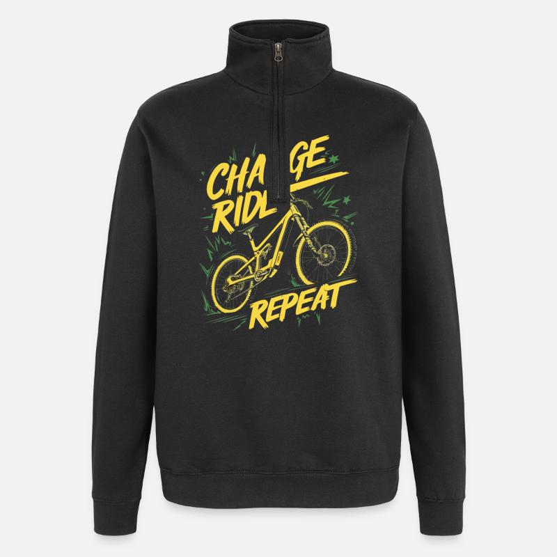 Charge Ride Repeat Cycle Design - Quarter-Zip Sweatshirt - black