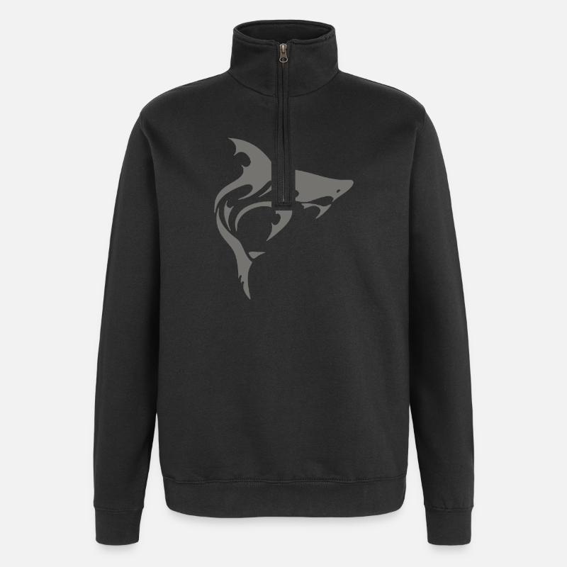 REQUIN - Sweat à zip 1/4 - noir
