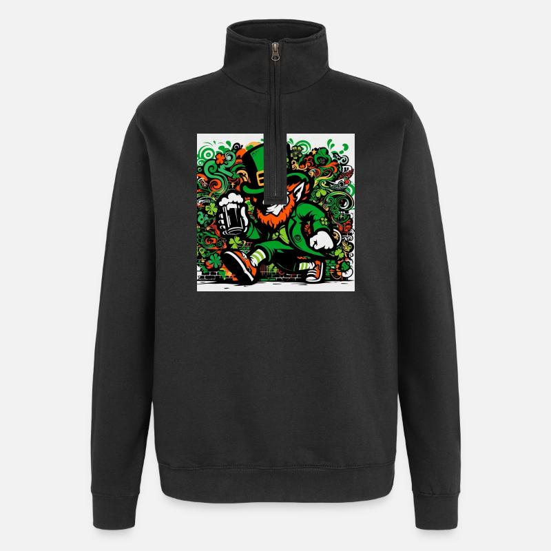 Leprechaun Irlande - Sweat à zip 1/4 - noir
