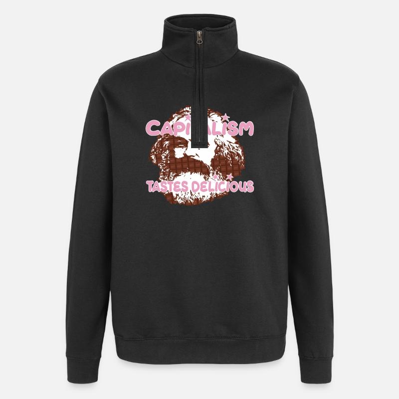 Capitalisme Pop Art Chocolat Marx - Sweat à zip 1/4 - noir