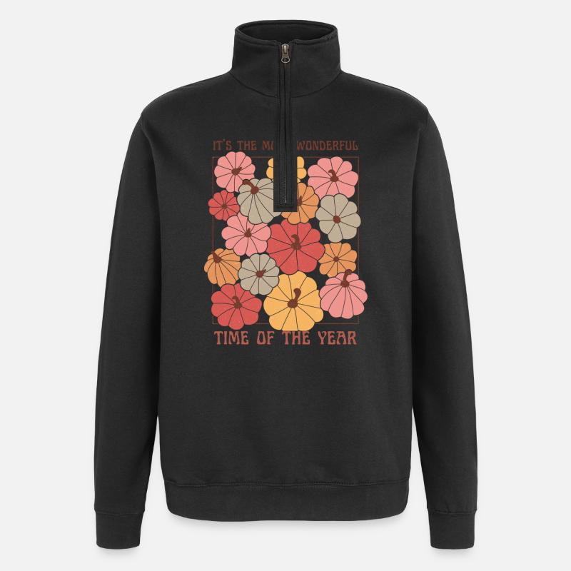 Buntes Kürbisfeld Herbst Zitat - Quarter-Zip-Sweatshirt - Schwarz